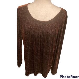 J. Jill Brown Textured Velour Top